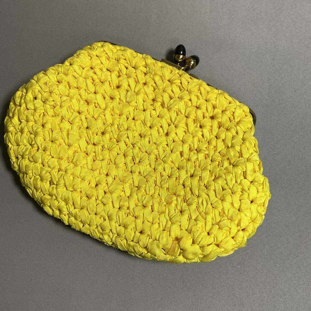 Morris Moskowitz Vintage Yellow Woven Satin Clutch Handbag